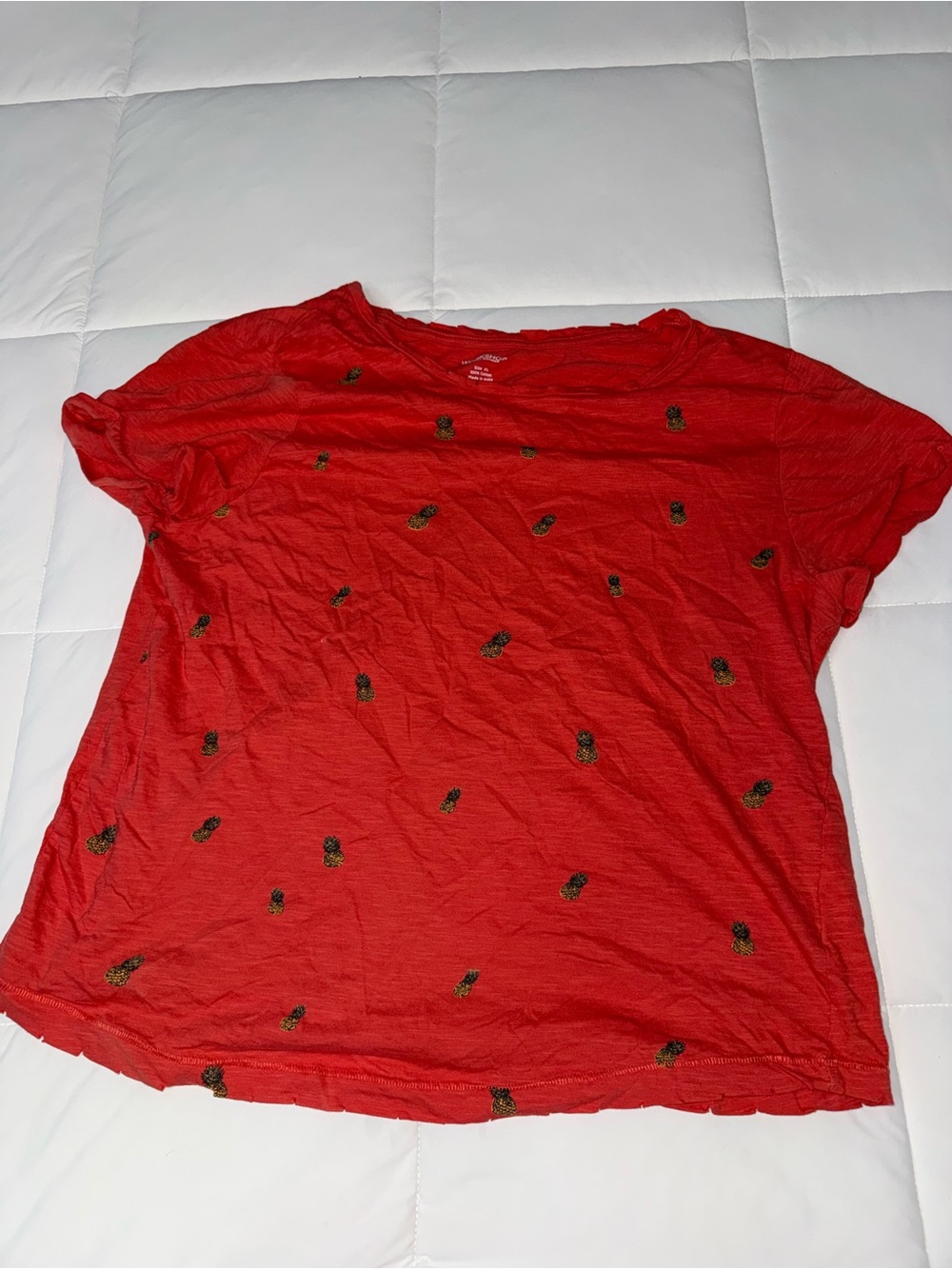 Workshop Republic Clothing Red Short-Sleeve Tee with Pineapple Embroidery
